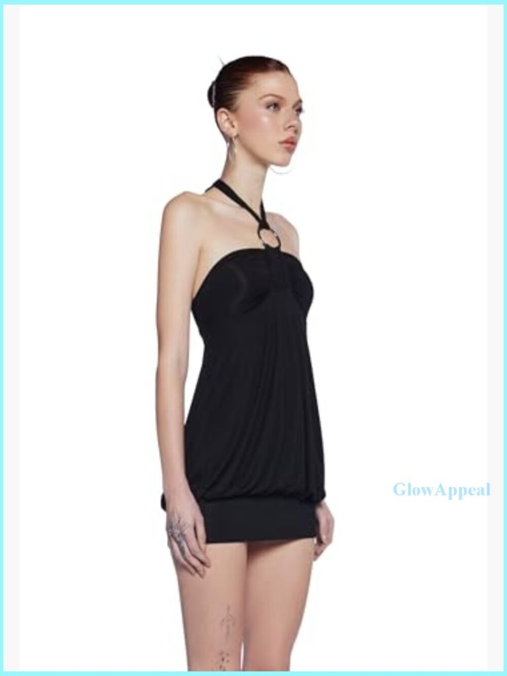 Y2K Bubble Mini Dress Halter Neck Ruched Bust Adjustable Fit - Picture 4 of 6